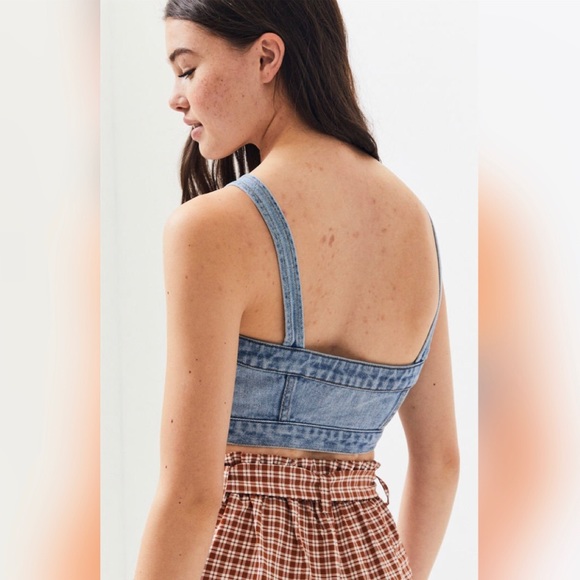 PacSun Denim Button Front Bralette Top - Picture 2 of 3
